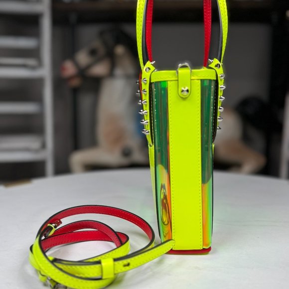 Christian Louboutin Cabata mini leather and TPU tote bag fluo yellow - Picture 5 of 10